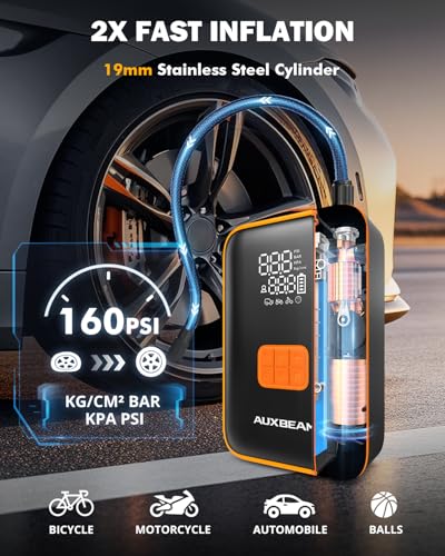 Image of Auxbeam Car Battery Jump Starter 3500A Portable Jump Pack with Air Compressor for Up to 8 Gas /4.0L Diesel Engines 12V Car Jumper with 3 Modes Flashlight