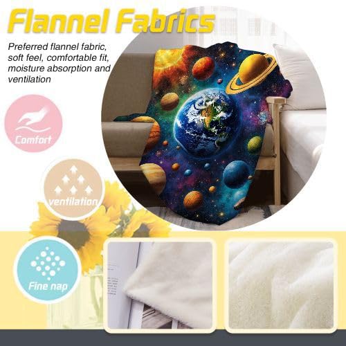 Mantas para Sofas Grandes 220x240 Planeta Colorido, Manta Termica Franela Mantilla Felpa para Cama 135/150, Mantitas Polar Suave y Cálida para Perro Mascota Habitacion Dormitorio