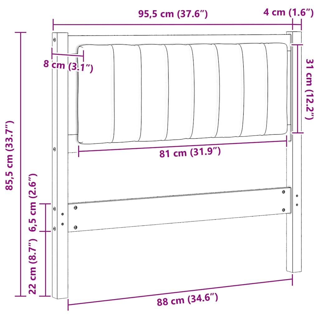 Tête de lit capitonnée, Marron 90 cm, en Pin Massif Durable, Rembourrée en Tissu Polyester, pour Chambre, Design Moderne
