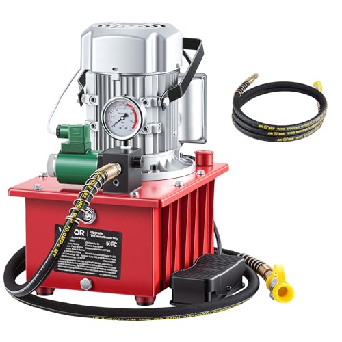 Image of VEVOR Electric Driven Hydraulic Pump, 750W 10,000 PSI, 120V Single Acting Hydraulic Pump Power Pack Unit, Solenoid Valve with Pedal Switch, 2.1 Gal / 8L, for Punching, Bending, Single Acting Cylinders