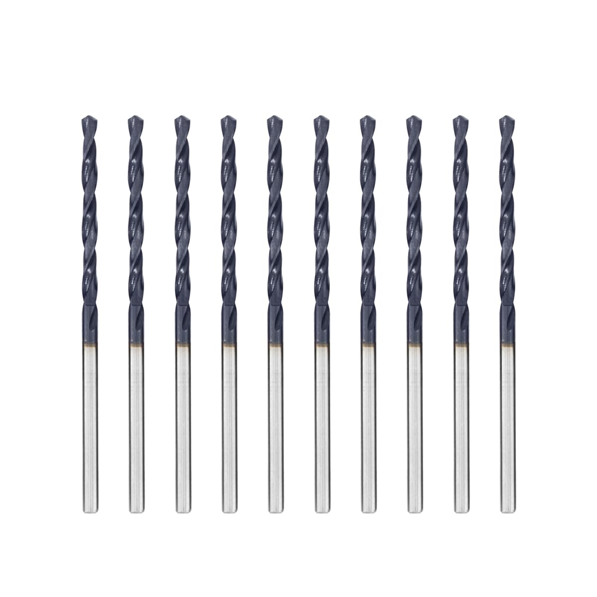 Brocas Helicoidales para Metal Profesional Broca M35 HSS-Co con Recubrimiento AlTiN, Norma DIN 338 (2.0mm x 49mm x 10pcs)