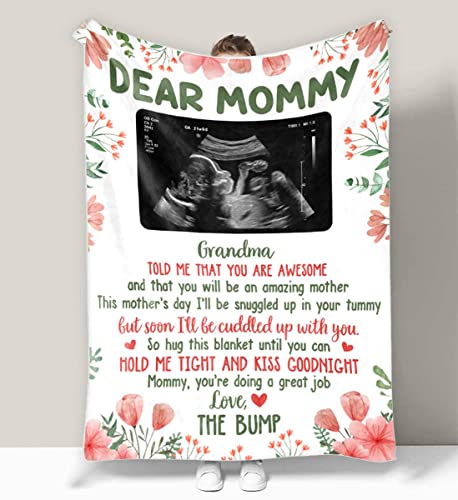 Ewan Personalized Dear Mommy Grandma Told Me That You are Awesome Happy Mother's Day Blanket from Baby Bump Custom Baby's Sonogram Picture Blanket Funny Gifts for Future Mom to Be
