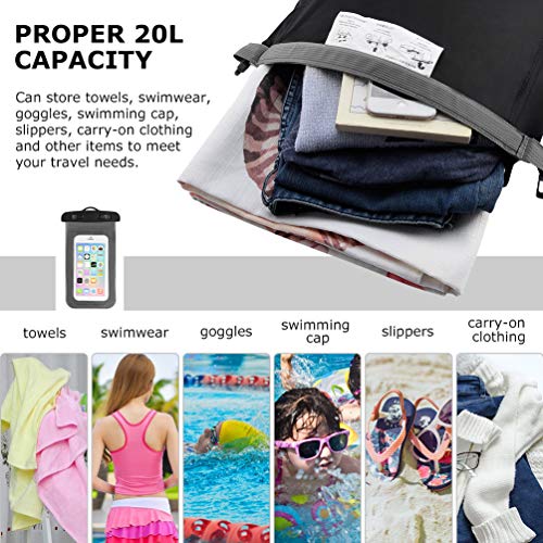 RUNACC Waterproof Dry Bag Backpack 20L Floating Dry Sack with Free Waterproof Phone Case for Beach, Kayaking, Camping, Boating, Swimming, Fishing, Hiking - Thumbnail 2