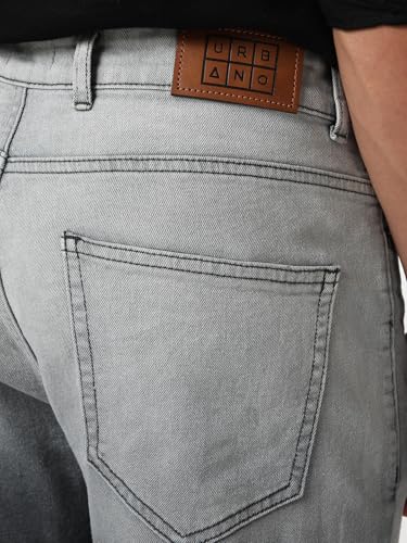 Image of Urbano Fashion Men's Straight Fit Heavy Washed Faded Denim Jeans Stretchable