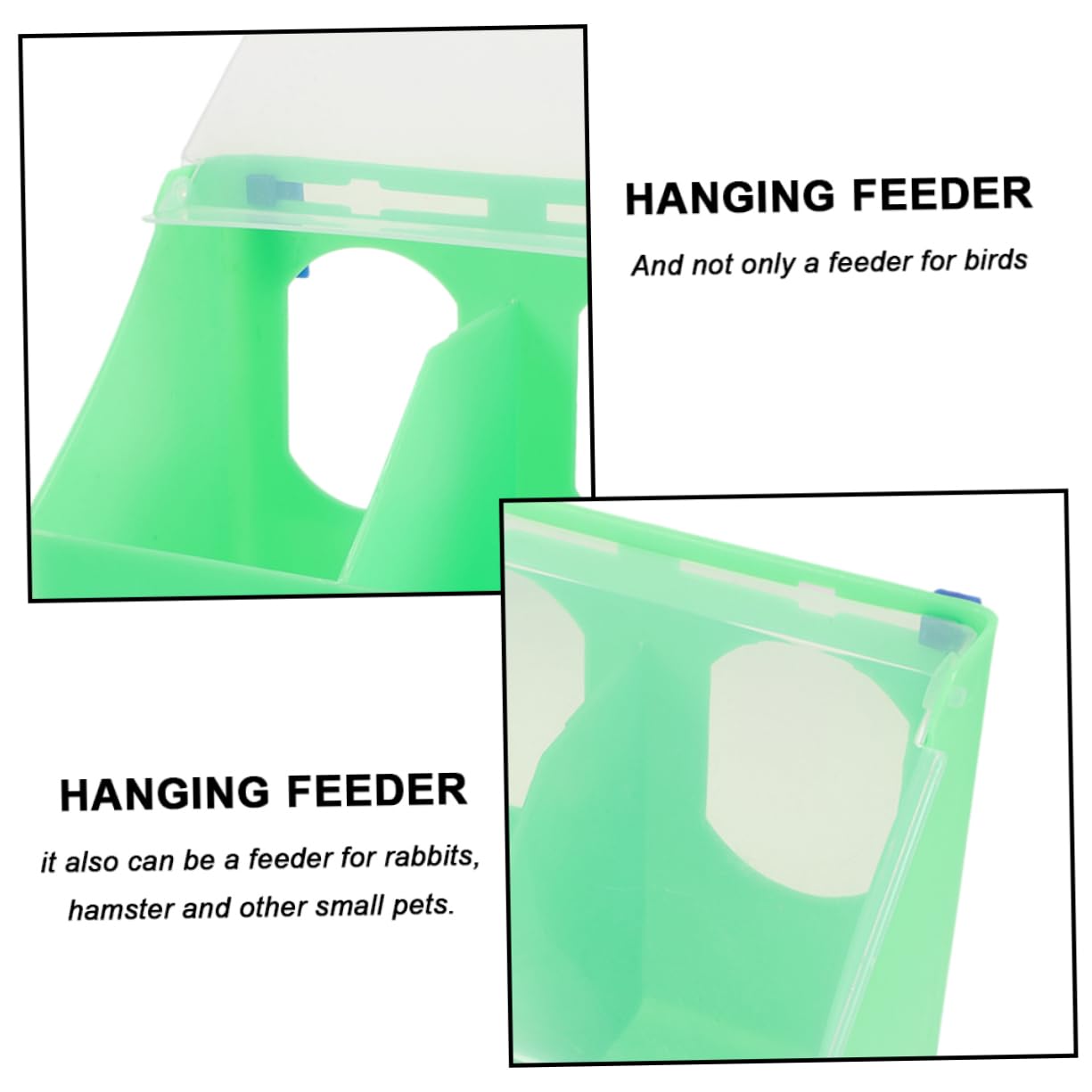 Mangeoire à Oiseaux à Double Ouverture, Lot de 3, Plastique Vert