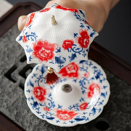 Elegant Ceramic Tea Infuser in Traditional Chinese Design - Umbrella-Shaped Filter for Tea Enthusiasts and Artistic Collectors - Image 5