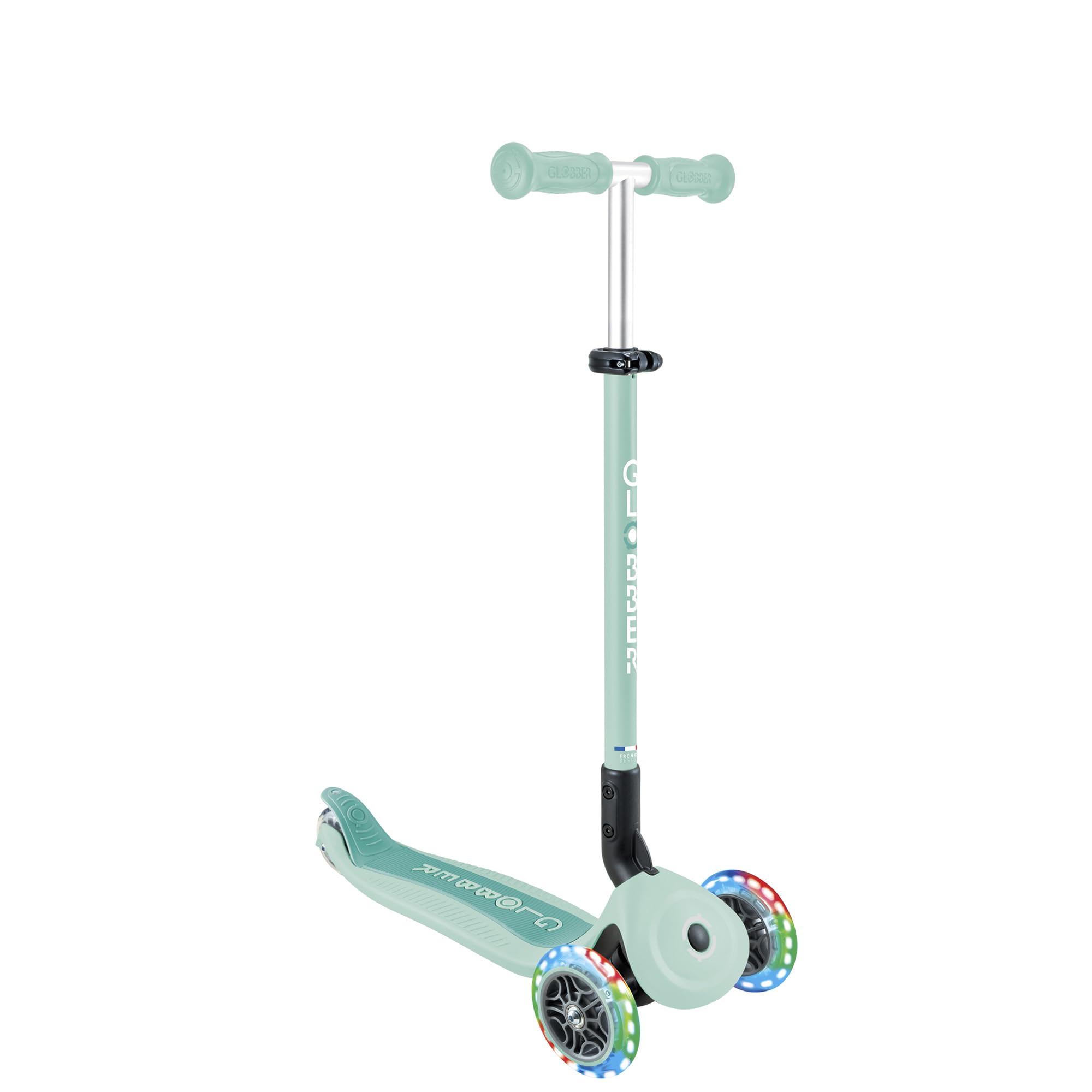 Globber GO UP Active Luces, Patinete evolutivo de 3 Ruedas con Luces para niños de 15 Meses a 9 años, Verde Menta