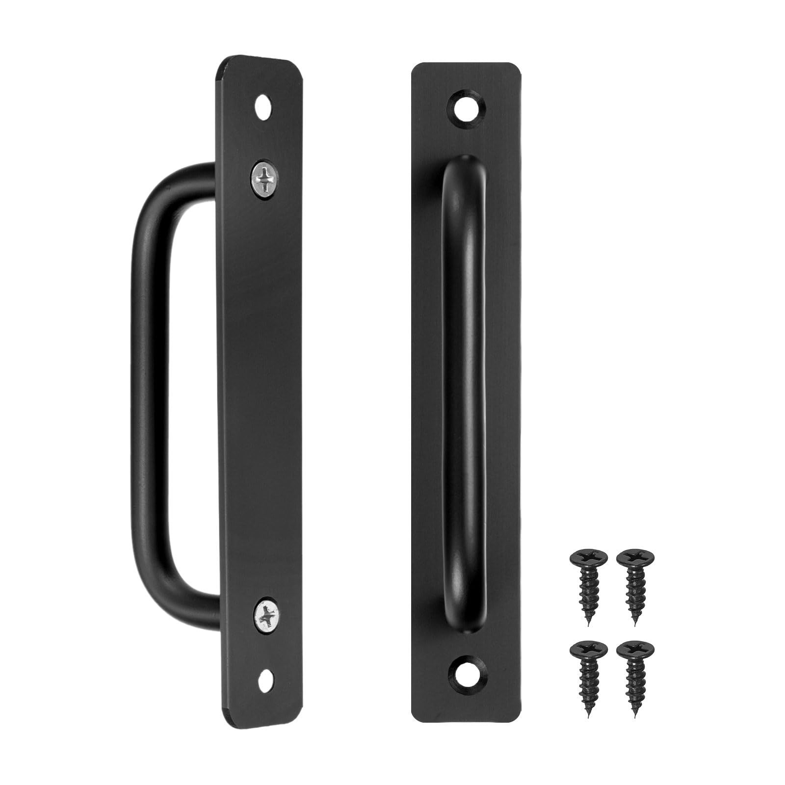 M METERXITY 2-Pack Barn Door Handles, 5Inch/128mm Hole Center Aluminium Alloy Gate Handle with Mounting Screws for Bathroom/Wardrobe/Closet/Kitchen, Sliding Door Handle with Plate [Black]