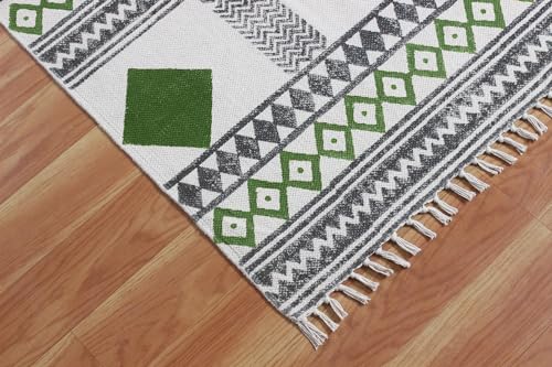 Tapis de Noël en coton tissé plat lavable et durable pour intérieur et extérieur - 8