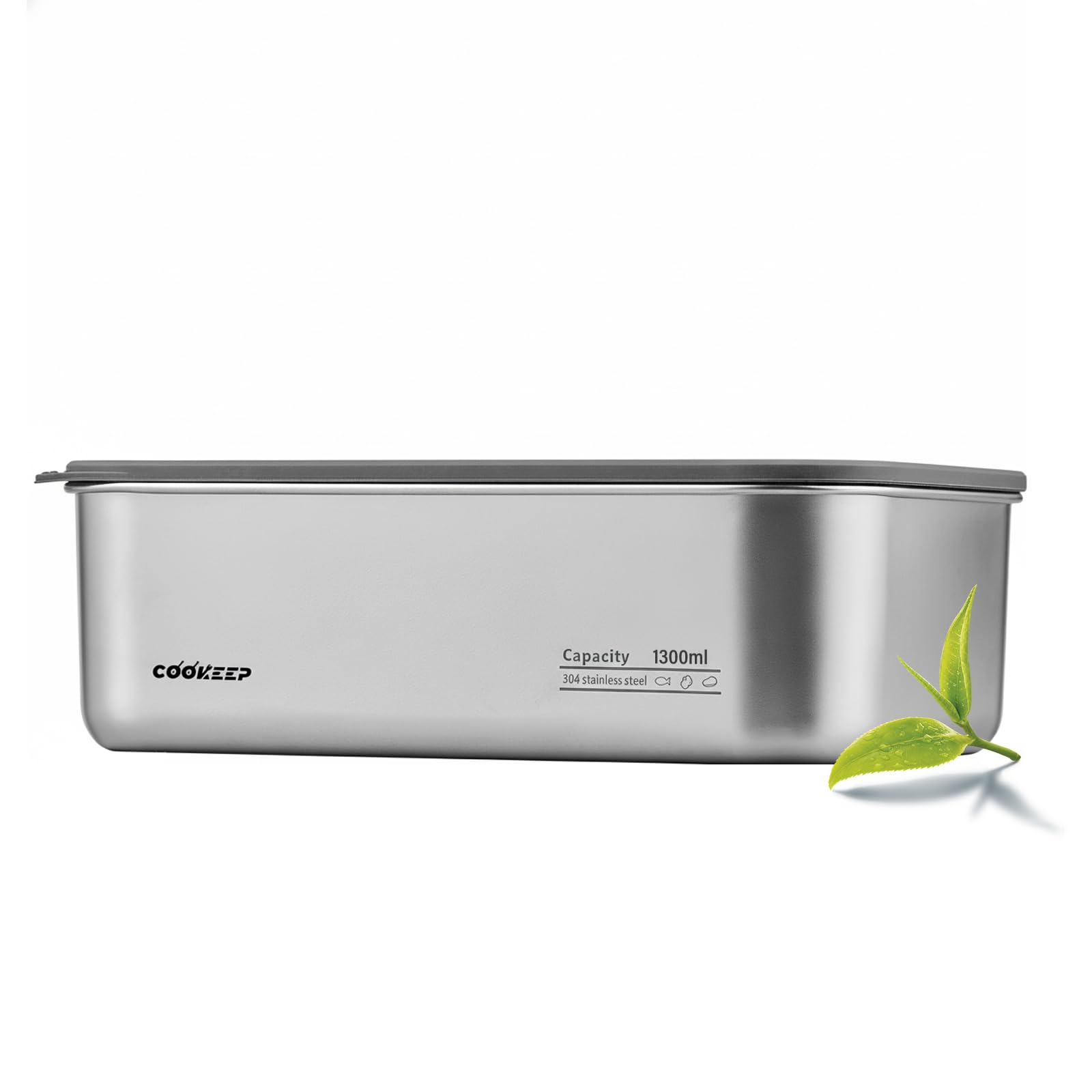 cookeep 44oz/1300ml Stainless steel food storage containers With lids, metal food storage containers,snack containers，lunch box，Easy Clean,Airtight &