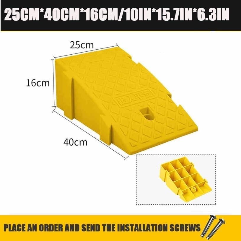 Rampy gumowe Podjazd dla wózków inwalidzkich, Podjazd dla wózków inwalidzkich z tworzywa sztucznego, Mata antypoślizgowa na podjazd(Giallo,10in*15.7in*6.3in)