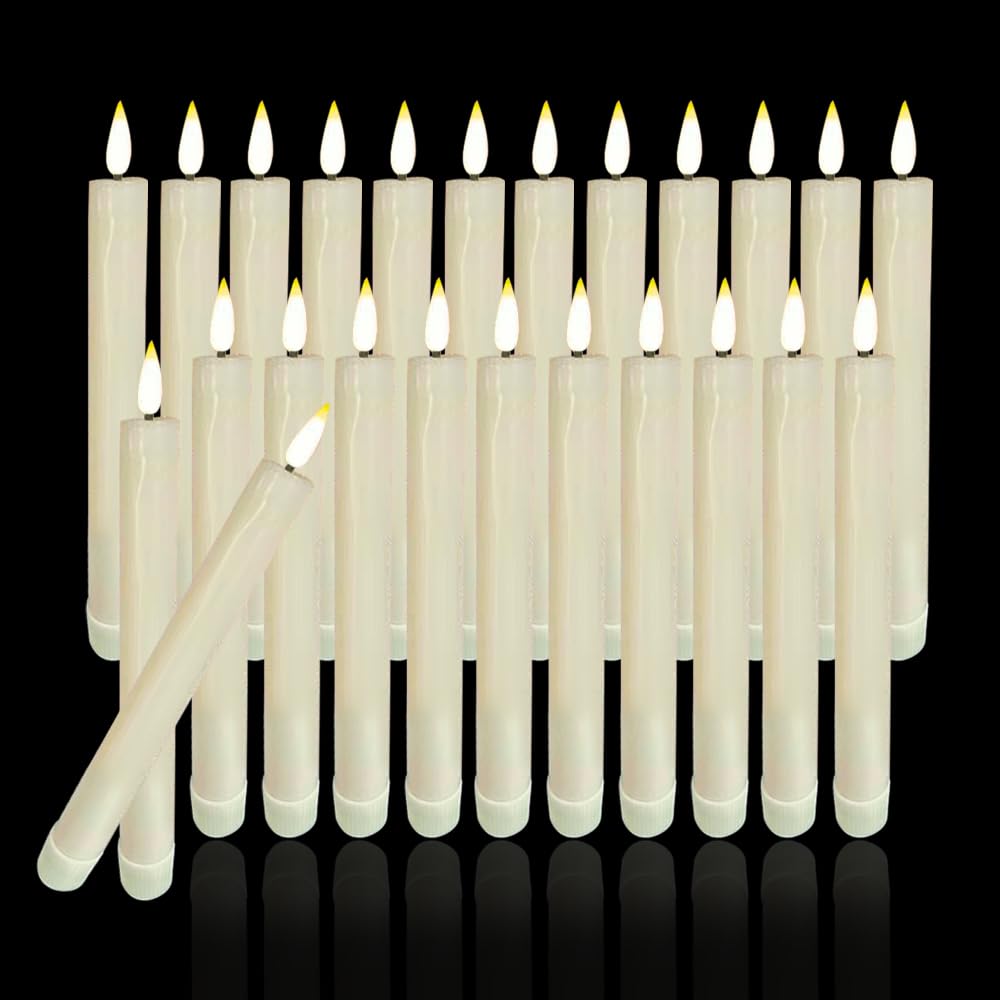 Velas LED cónicas sin llama pack de 24 luces cálidas parpadeantes a pilas para eventos 8