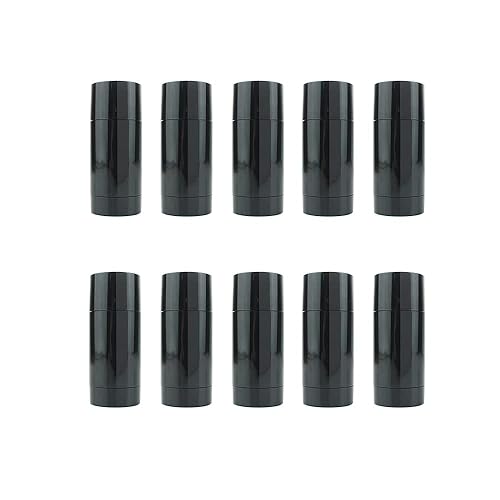 10 tubos de desodorante retorcidos negros vacíos de brillo labial, tubos de lápiz labial, contenedores y tubos de desodorante redondos de viaje (0.5