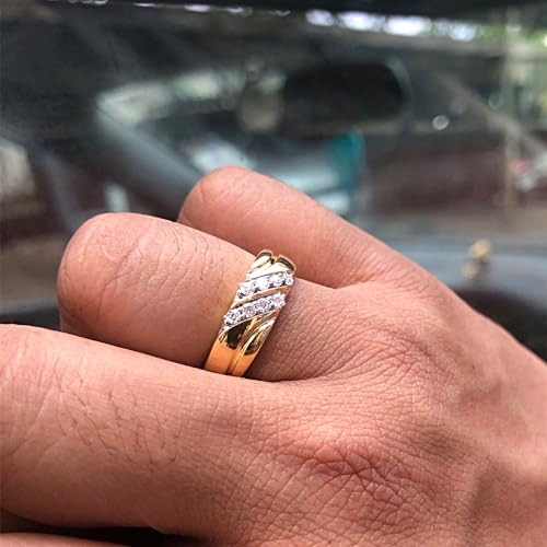 1/4 cttw Round Cut Lab Created Moissanite & Lab Grown Diamond Double Row Men's Women's Wedding Band Ring In 14K Gold Plated Sterling Silver (0.25 Cttw), Gift For Her4