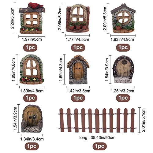 GORGECRAFT Miniature Fairy Garden Doors and Windows Resin Mini House Building Accessories Including Imitation Wood Door Window & Garden Fence for Micro Landscovere Decoration - Image 3