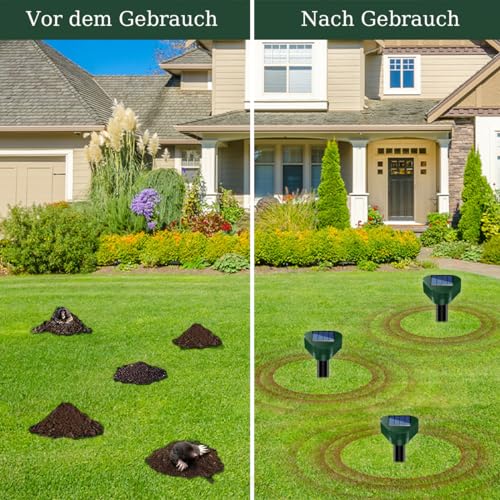 Dissuasori Per Topi, Ultrasuoni Per Topi Da Esterno, Repellente Per Talpe, Ultrasuoni Per Talpe, Dissuasori Per Serpenti, Dissuasore Solare Per Giardino E Campeggioi 4 Pezzi Verde - 5