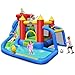 Costway 7 en 1 Château Gonflable pour 4 Enfants de 3 à 10 Ans avec Toboggan Aquatique et Aire de Saut, Mur d'escalade,Bassin,Canon,Lancer De Balles,Accessoires Munis (Pompe air de 450W Incluse)