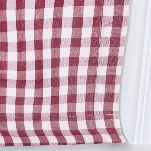 Image of TWOPAGES No Drill Cordless Buffalo Plaid Roman Shades Roman Blinds for Windows, Custom Made Room Darkening Country Checkered Blinds Farmhouse Shades, Red Small Plaid, 1 Piece