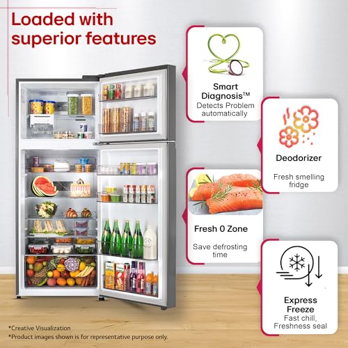 Image of LG 398 L, 3 Star, Convertible, Smart Inverter, Frost-Free Double Door, Wi-Fi Enabled Refrigerator (GLT4036SNPZ, Shiny Steel, Multi Air Flow Cooling with Express Freeze, Smart Diagnosis & Deodorizer)