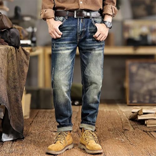 Men's High Street Vintage Jeans Slim Straight Casual Pants3