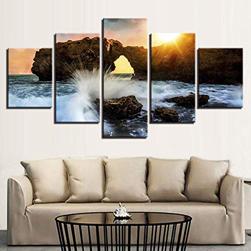 Tableau surf rock pour salon déco moderne dynamique en lot de 5 toiles - 5