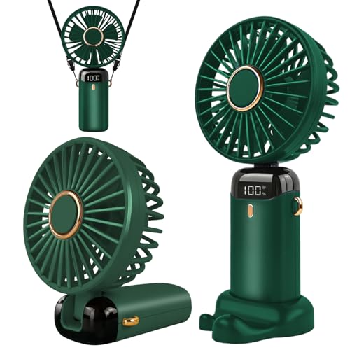 Jsdoin Ventilateur portable rechargeable par USB avec 5 vitesses,mini ventilateur de bureau pliable avec écran LED pour la maison, le bureau,la chambre à...