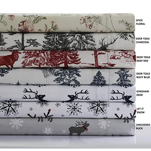 Tribeca Living 100% Cotton Flannel Sheet Set - 200 GSM, Deep Pocket, Ultra Soft & Cozy, Twin XL, Let It Snow