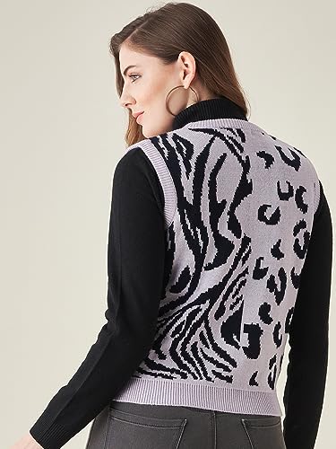 Image of Modeve Printed V Neck Sleeveless Sweater for Women||Winterwear||