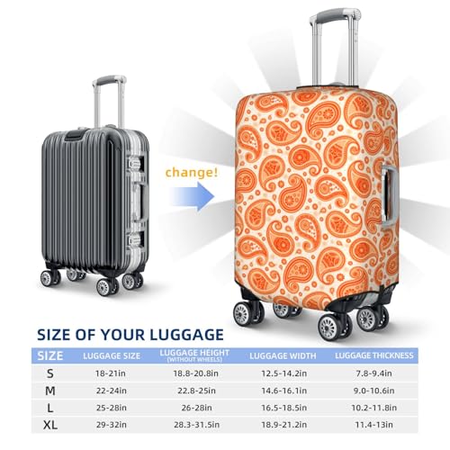 Paisley Pattern Orange Luggage Cover, Protective Washable Suitcase Cover - Travel High Elastic Fibers Suitcase Protector Fits Large3