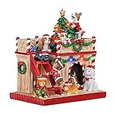 Collections Etc Lighted Holiday Dog House Tabletop Christmas Decoration