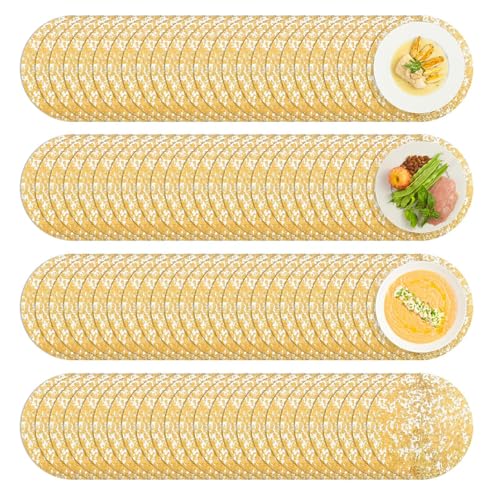 Salvamanteles de mesa – 100 piezas elegantes salvamanteles de boda, posavasos de 33 cm, papel dorado para boda, cumpleaños, restaurante, fiesta, reunión, casa, cocina, vacaciones – Para cocina