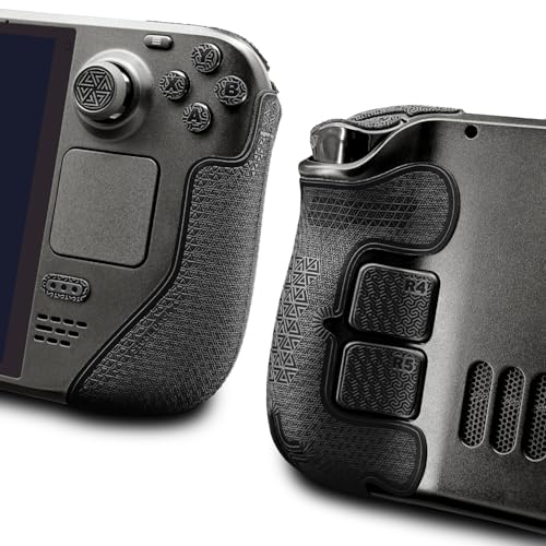 Luck&Link Poignée de contrôleur pour Steam Deck OLED & LCD,Kit de peau texturé,Contrôleurs anti-dérapage absorbant la sueur Poignées, boutons, déclencheurs, D-pad (Ultra - Obsidiane Noir)