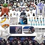 Figall 158Pcs Star Birthday Decorations Party Supplies for Kids Include Banners, Hanging Swirls, Tableware, Tablecloth, Gift Bags, Stickers, Cake Topper, Aluminum Film Balloon for Wars Movie Party