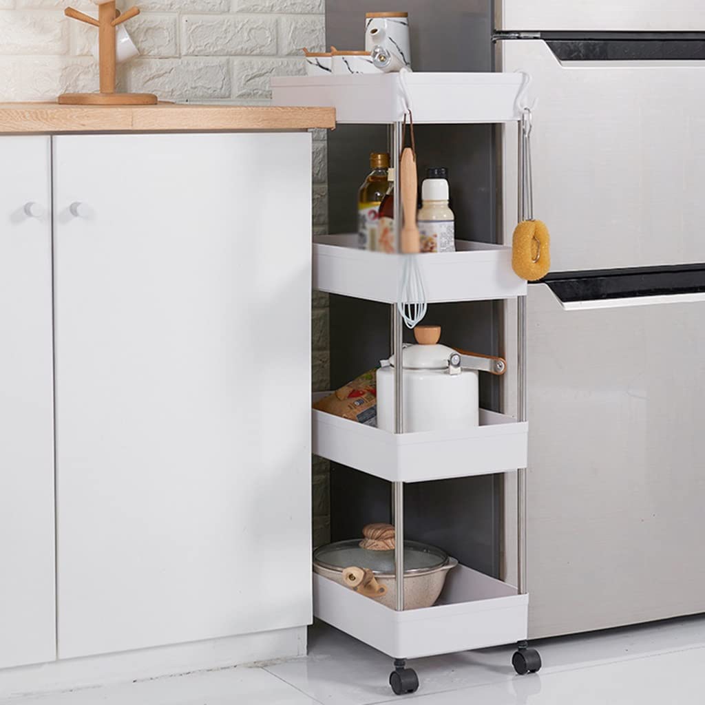 Carrito de Almacenamiento Delgado de 2 Niveles/3 Niveles/4 Niveles, Unidad de estantería móvil, Organizador de baño, Carrito Deslizante para refrigerios con Ruedas para Cocina (Col