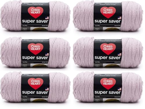 Image of Red Heart Super Saver Pale Plum Yarn - 6 Pack of 7oz /198g - Acrylic - 4 Medium (Worsted) - 364 Yards - Knitting /Crochet