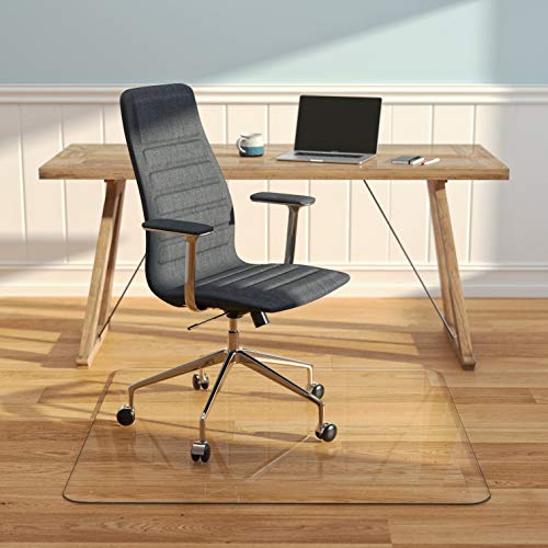 Vitrazza Glass Office Chair Mat Square 48 x 48 Luminoso Ultra Clear - Made in USA, Coated to Resist Fine Scratches, Stabil-a-Dot Bumper System Included, Designed to Protect Carpet or Wood Floors