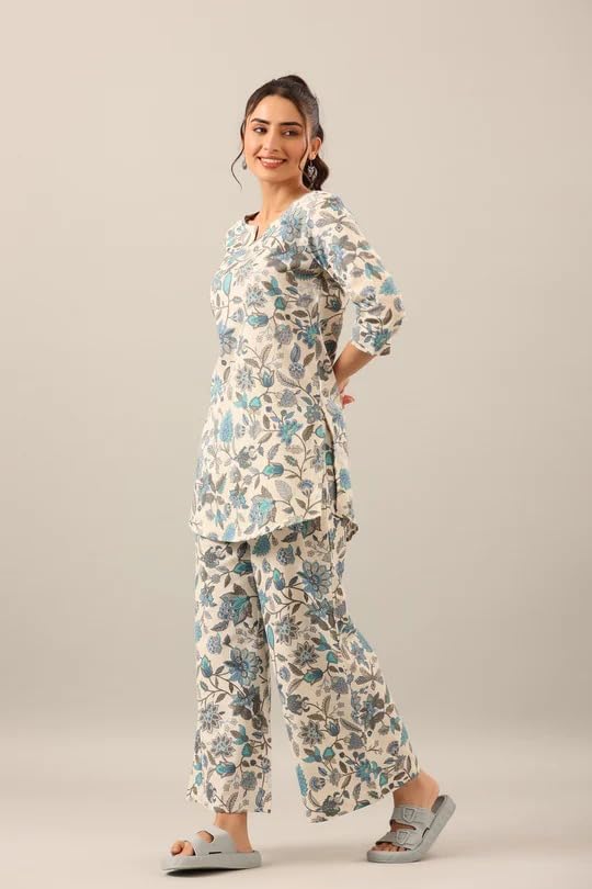 Leriya Fashion Women's Rayon Floral Regular Western Co-Ord Set (Lf-W1936&Tr958_White_S)