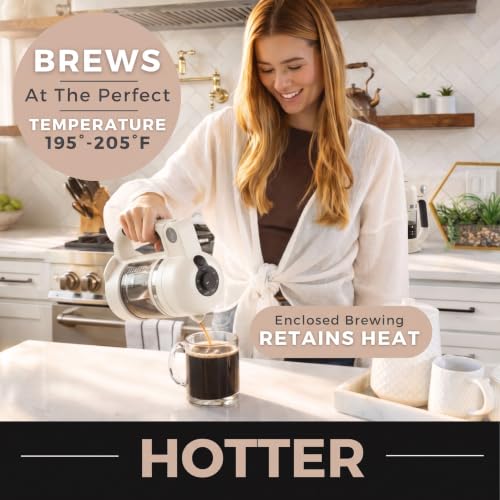 Image of VINCI Micro Cafe Smallest Single-Serve Coffee Brewer | Compatible with Keurig K-Cups, K-Pods | Glass Carafe | Enclosed Brewing for Hotter Coffee | Large Capacity Reusable Filter Cup Included (White)