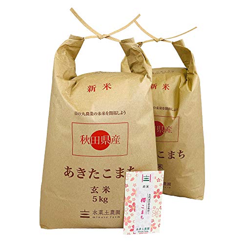 【おまけ付き】秋田県産 農家直送 あきたこまち 玄米10㎏（5㎏×2袋）令和２年産 / 古代米お試し袋付き