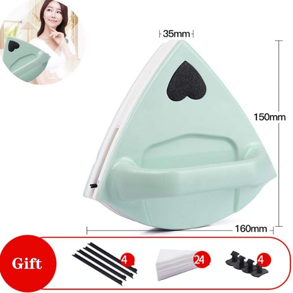 Light Green Glass Wipe，Magnetic Window Cleaner Side Glass Surface Cleaning Brush Glass Wiper Squeegee Cleaning