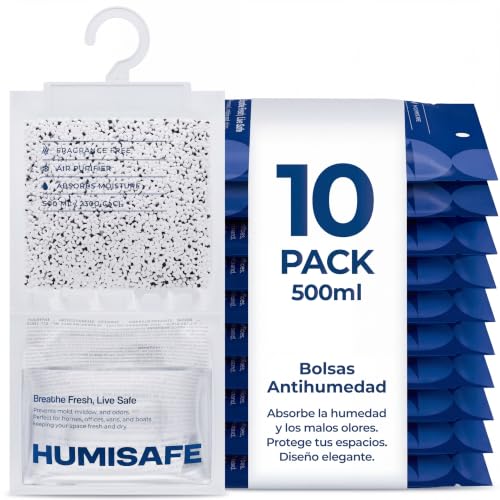 Bolsas antihumedad armarios | X10 500ML | Antihumedad habitacion | Absorbe humedad | Deshumidificador armario | Humedad armarios | Deshumificadores de humedad | Elimina olores.
