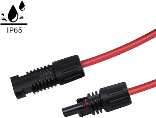 Miniatura 3 de Renogy Cable de extensión de panel solar de 20 pies 10 AWG con conectores macho y hembra, 20 pies 10 AWG, 1 par (rojo y negro)