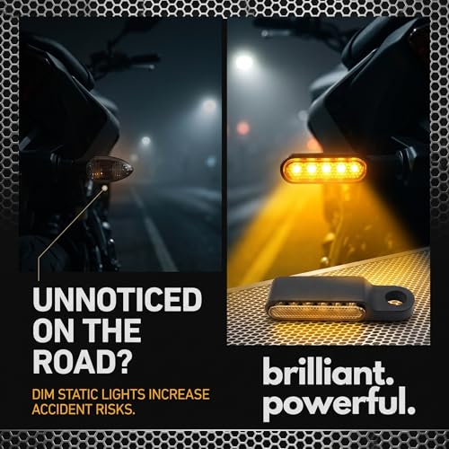 Image of Mini LED Motorcycle Turn Signal Lights Black 12V 2 Pack | 12V Mini Bolt-On Blinkers, Front Rear Universal, Fit Harley Honda Yamaha Cafe Racer Cruiser ATV Motorbike