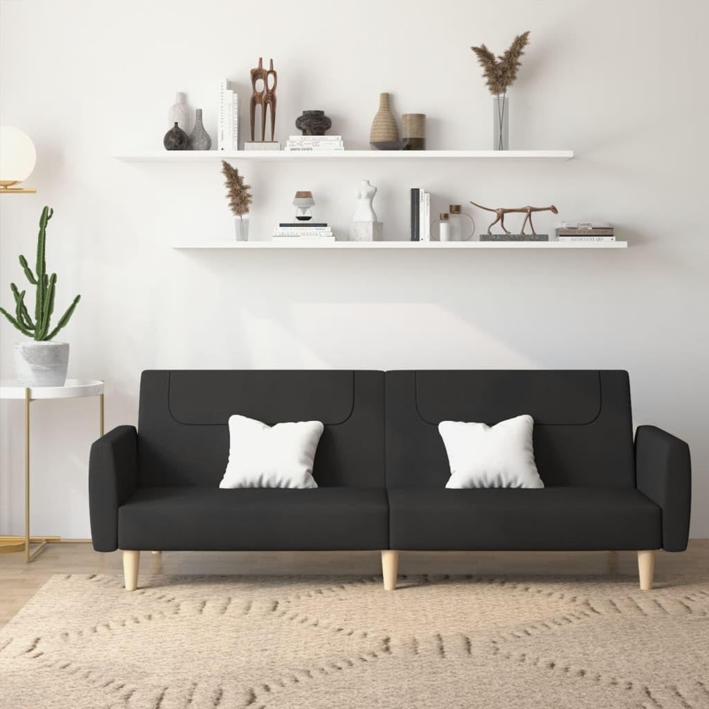 Divano Letto a 2 Posti Nero in Tessuto,Divano da Soggiorno,Divano di Design Moderno,Divano Letto 2 Posti Economico-375786