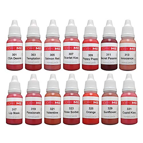 Permanent Makeup Pigment Set Kit Ink Color Cosmetic Micropigmentation Sets (Red)