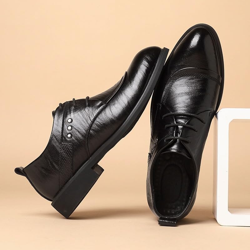 Men's Leather Dress Shoes Wingtip Retro Brogue Shoes for Men Business Formal Oxford Derby Shoes(8.5)4