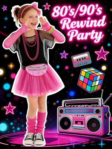 Disfraz 80s para Niñas con Accesorios Retro miniatura 5