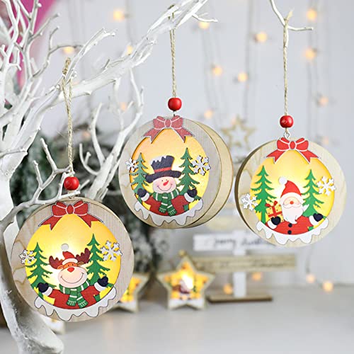 árvore de Natal Enfeite pendurado Decoraãão de iluminaãão de madeira Pendente luminoso Sinal de susp