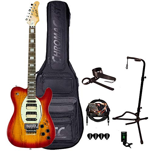 GoDpsMusic 6 String Sawtooth ET Hybrid Electric Guitar Designed by Michael Angelo Batio w Gig Bag and Accessories, Right, Spalted Maple Trans Cherry Burst (ST FL-SMTCB-KIT) GoDpsMusic 6 String Sawtooth ET Hybrid Electric Guitar Designed by Michael Angelo Batio w Gig Bag and Accessories, Right, Spalted Maple Trans Cherry Burst (ST FL-SMTCB-KIT)