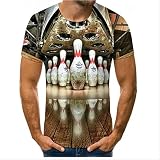 XKYDYF Herren T-Shirts 3D Druck Sommer Freizeit 3D Gedruckte Herren T-Shirt Bowling Muster Kurzarm Shirt Paare Sportbekleidung T-Shirt Baseball 5XL